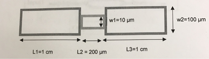 w1-10 um W2=100 μm し3-1 cm し1-1 cm L2 = 200 μm