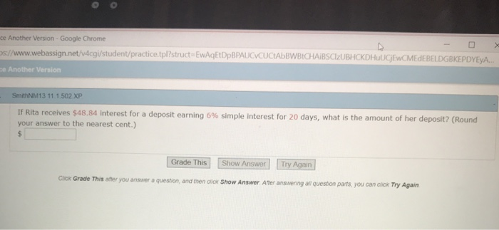 ce Another Version-Google Chrome CKDHuUCEwCMEdE BELDGBKEPDYEyA. e Another Version SmithNM13 11.1.502 XP If Rita receives $48.