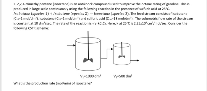 2. 2,2,4-trimethylpentane (isooctane) is an antiknock compound used to improve the octane rating of gasoline. This is produce