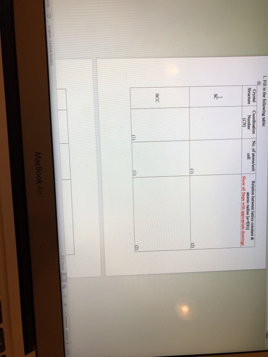 Structure Number cel BCC