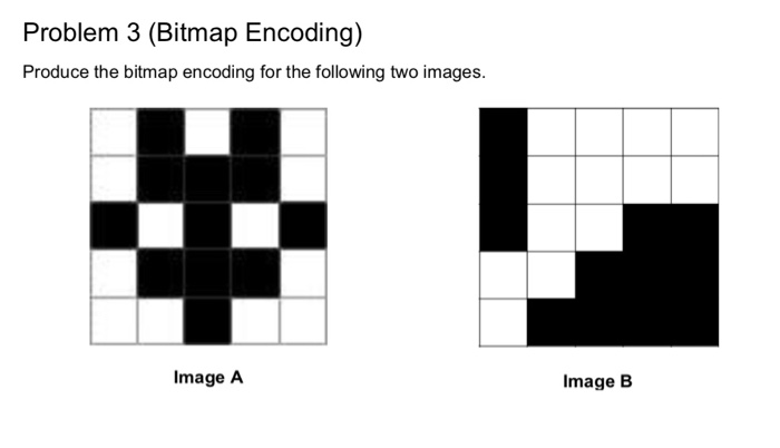 Problem 3 (Bitmap Encoding) Produce the bitmap encoding for the following two images Image A Image B