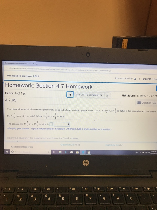 De Hommork-Amande Becke-Mco ldg 8 Mww.math.com ka e a- 45qeoda ed c o Prealgebra Summer 2019 Amanda Becker & 6/22/19 11:0 Hom