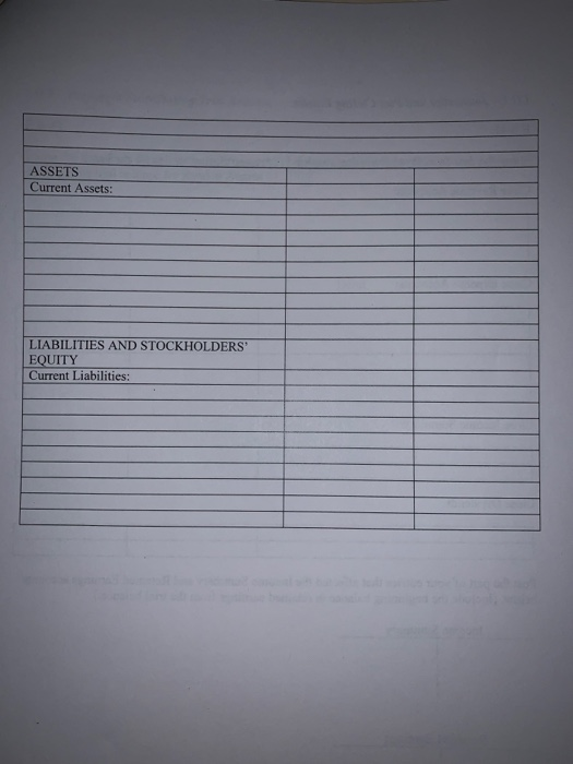ASSETS Current Assets LIABILITIES AND STOCKHOLDERS Current Liabilities: