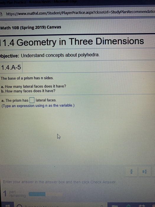 https//www.mathd.com/student/PlayerPractice.aspx?closeUrl-StudyplanRecommendatio Math 10B (Spring 2019) Canvas 1.4 Geometry i