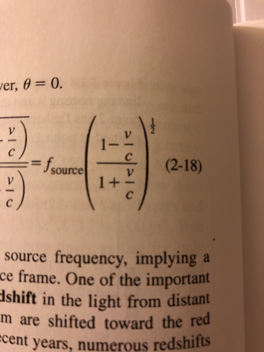 --IsourceI-_cl (2-18) source frequency, implying a ce frame. One of the important dshift in the light from distant m are shif