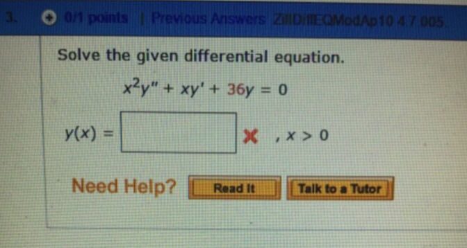 Solution Solve The Given Differential Equation X2yquot Xy 36y