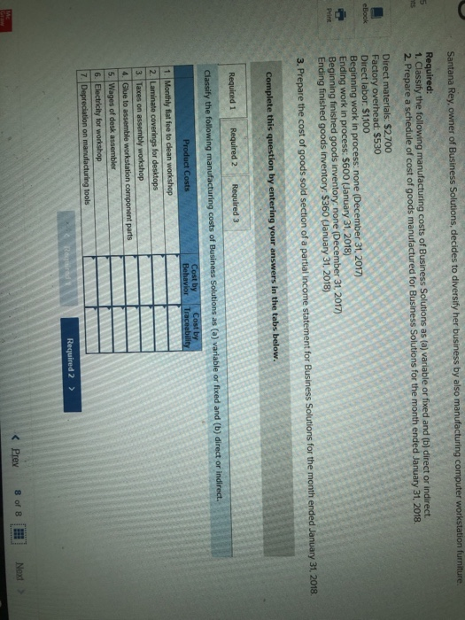 to as (a) e or fixed and (b) direct or indirect of cost of goods $2,700 Direct labor: $1,100 Next
