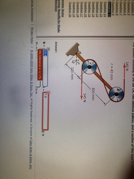 145 N 300 mm 145 N 125 mm Answer: 7.6 +12%