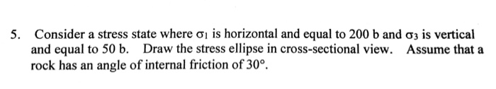 Consider a stress state where ơı is horizontal and equal to 200 b and ơ31s vertical and equal to 50 b. Draw the stress ellips
