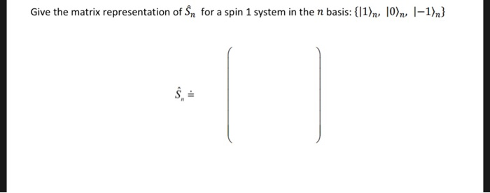 Give the matrix representation of Sn for a spin 1 system in the n basis: 11) 0)-1)n