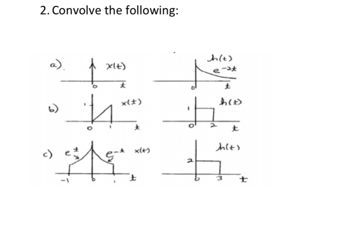 2. Convolve the following: a) e- 大 太 Act 上 3
