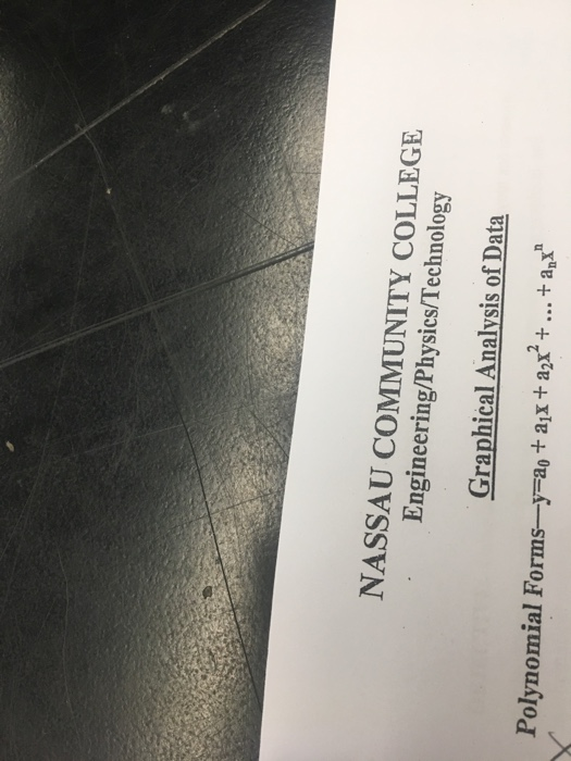 NASSAU COMMUNITY COLLEGE Engineering/Physics/Technology Graphical Analysis of Data