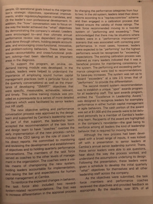 people, (2) operational goals linked to the organiza- by changing the performance categories from four ctives, operational im