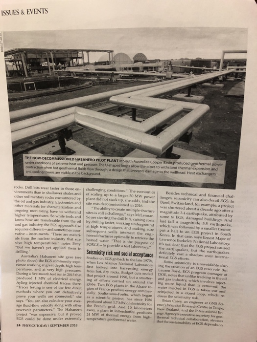 ISSUES &EVENTS THE NOW-DE COMMISSIONED HABANERO PİLOT PLANT in South Australias Coopersasinproduced geothermal power under co